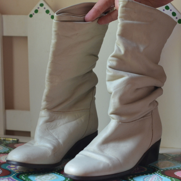 white leather slouch boots